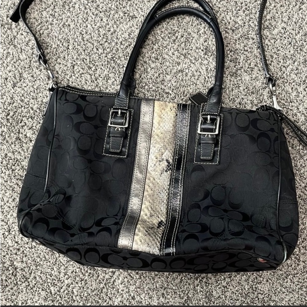 Coach Black Snakeskin Handbag Purchased for the shoes on last picture, no match